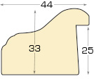 Profile PVC - Lățime 44 mm Înălțime 33 mm - Auriu cu bandă albicioasă - Secțiune