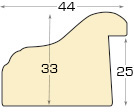 Profile PVC - Lățime 44mm Înălțime 33 mm - Auriu cu bandă albicioasă - Secțiune