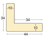 Profil L - Pin îmbinat - Lățime 44mm Înălțime 34 - Alb - Secțiune