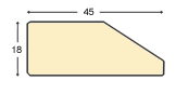 Profil ayous brut pt. sașiu - Lățime 45 mm - Grosime 18 mm - Secțiune