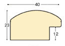 Profil ayous brut - Lățime 40 mm - Înălțime 23 mm - Secțiune