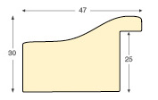 Profil ayous Lăț.47 mm Înălț.30 - auriu, decorațiuni în relief - Secțiune