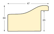 Profil ayous - Lățime 47mm Înălțime 30 - Auriu, decorațiuni în relief - Secțiune
