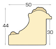 Profil brad îmbinat - Lățime 50mm Înălțime 44 - Maro cu decorațiuni  - Secțiune