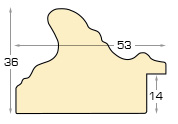 Profil brad îmbinat Lățime 53 mm Înălț.36 - alb antic - Secțiune