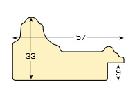 Profil pin îmbinat - Lățime 57mm Înălțime 33 - Finisaj ocru - Secțiune