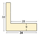 Profil în formă de L - ayous Lăț.34 mm Înălț.33 - alb - Secțiune