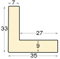 Profil în formă de L - ayous Lăț.34 mm Înălț.33 - negru - Secțiune