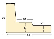 Profil în formă de L - pin îmbinat Lăț.54 mm Înălț.36 - negru mat - Secțiune