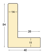 Profil ayous brut - Lățime 40 mm Înălțime 54 - în formă de L - Secțiune