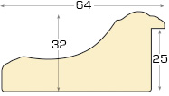 Profile PVC - Lățime 84 mm Înălțime 32 mm - Auriu cu bandă albicioasă - Secțiune