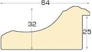 Profile PVC - Lățime 84mm Înălțime 32 mm - Auriu cu bandă albicioasă - Secțiune