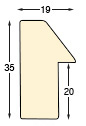 Profil ayous brut - Lățime 19 mm - Înălțime 35 mm - Secțiune