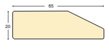 Profil ayous brut pt. sașiu - Lățime 65 mm - Grosime 20 mm - Secțiune