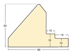 Profil L - Ayous - Lățime 69mm Înălțime 50 - Mahon - Secțiune