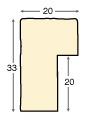 Profil ayous Lăț.20 mm Înălț.33 - finisaj rustic culoare crem - Secțiune