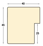 Profil pin lamelar Lățime 40 mm Înălțime 45 - finisaj argintiu  - Secțiune