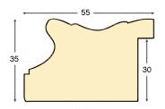 Profil ayous Lățime 55 mm Înălțime 35 - finisaj auriu - Secțiune