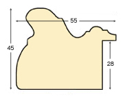 Profil ayous Lățime 55 mm Înălțime 45 - finisaj auriu cupru - Secțiune