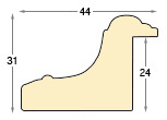 Profil ayous Lățime 44 mm - alb-roz - Secțiune