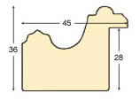 Profil ayous Lățime 45 mm Înălțime 35 - finisaj auriu - Secțiune
