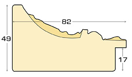 Profil brad îmbinat Lăț.82 mm Înălț.49 - argintiu, decorațiuni în reli - Secțiune