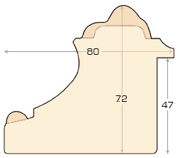 Profil brad îmbinat Lăț.84 mm Înălț.74 - auriu, decorațiuni în relief - Secțiune