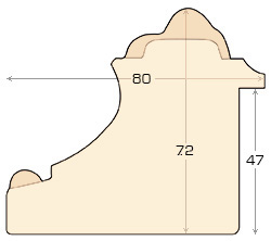 Profil brad îmbinat - Lățime 80mm Înălțime 72 - Argintiu cu decorațiuni  - Secțiune