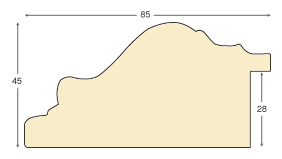 Profil ayous Lăț.85 mm Înălț.45 - auriu, decorațiuni în relief - Secțiune