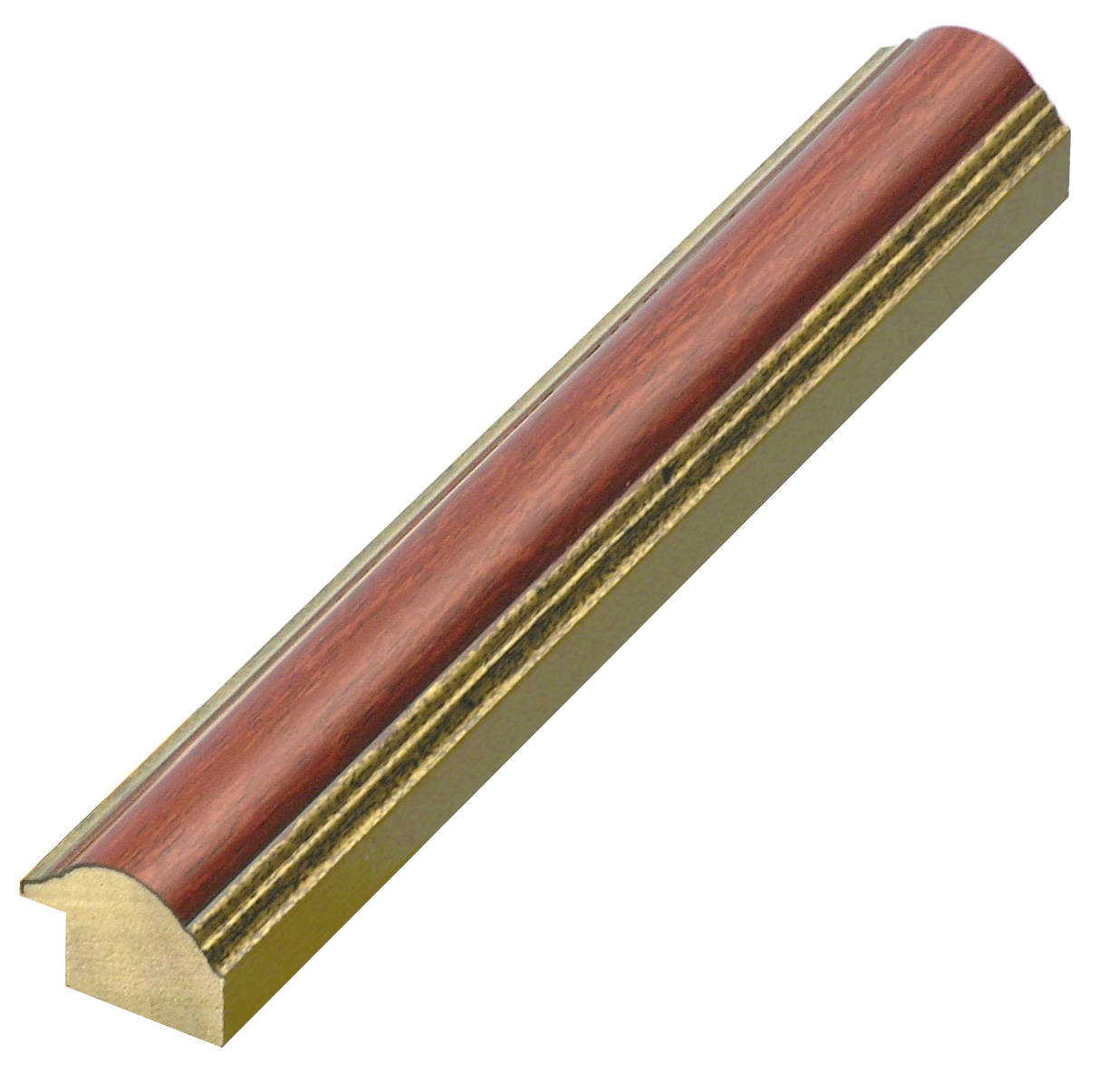 Profil pin îmbinat Lățime 25 mm - rotunjit - mahon cu fir auriu