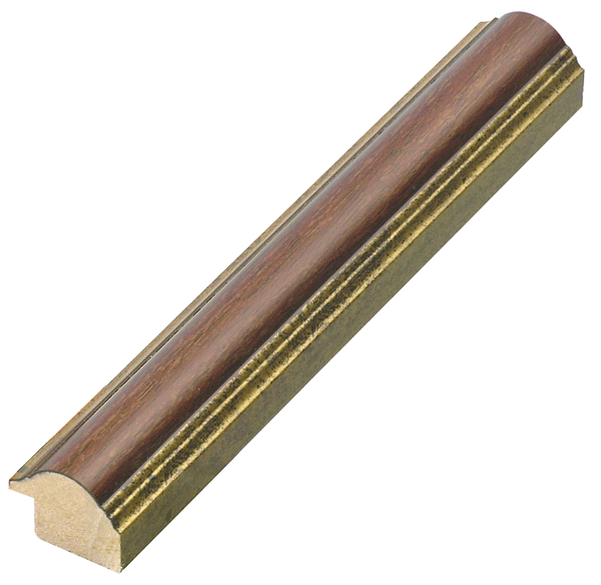 Profil pin îmbinat Lățime 25 mm - rotunjit - maro nuc cu fir auriu
