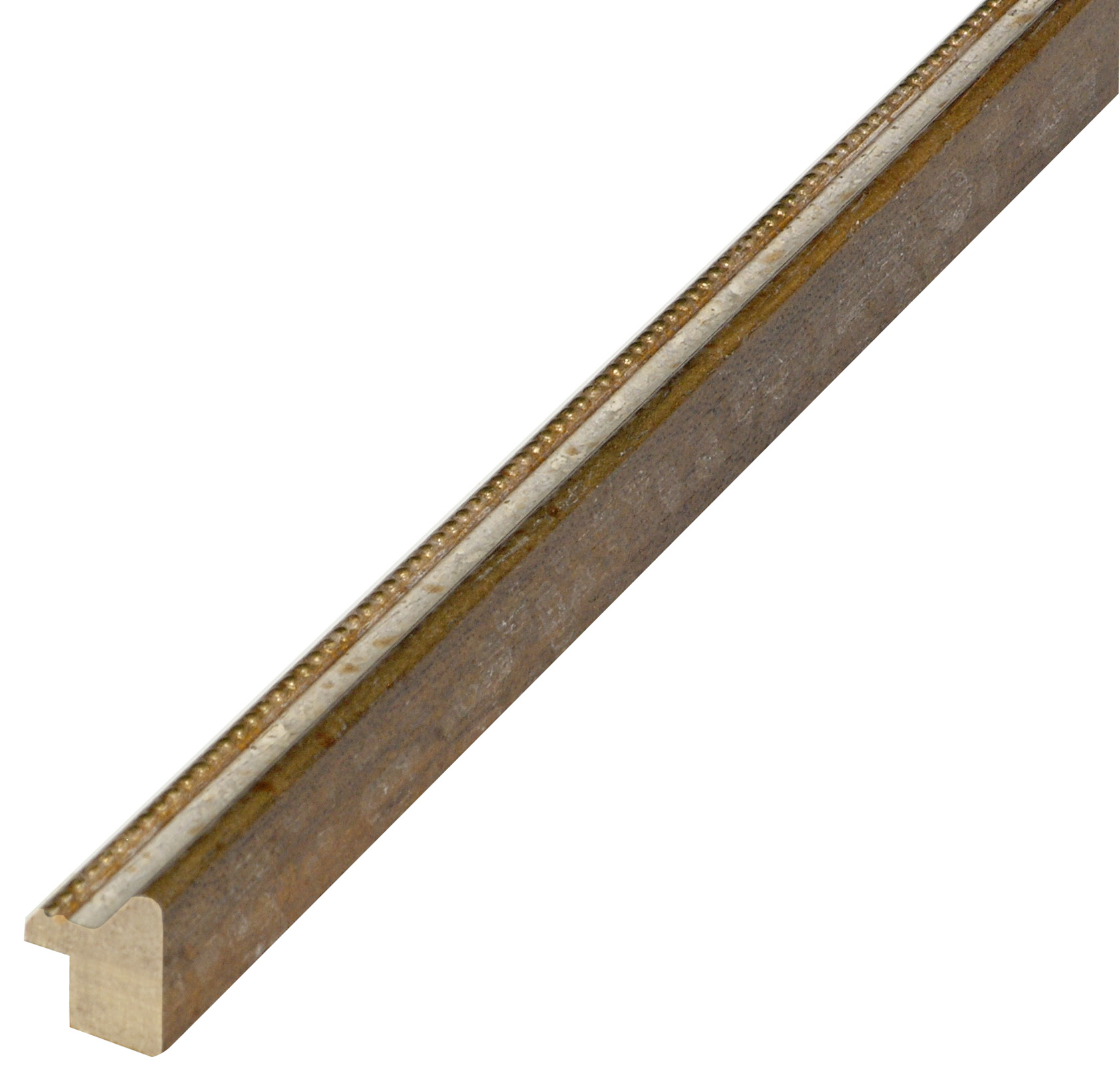 Profil ayous  Lăț.15 mm Înălț.18 - maro, canelură albă, fir auriu